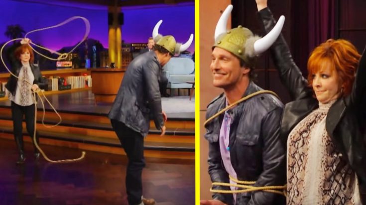 Reba Shows Off Rodeo Skills By Tossing Lasso Over Matthew McConaughey