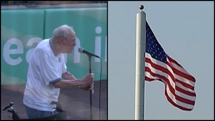 96-Year-Old WWII Veteran Sings National Anthem At Baseball Game | Classic Country Music Videos