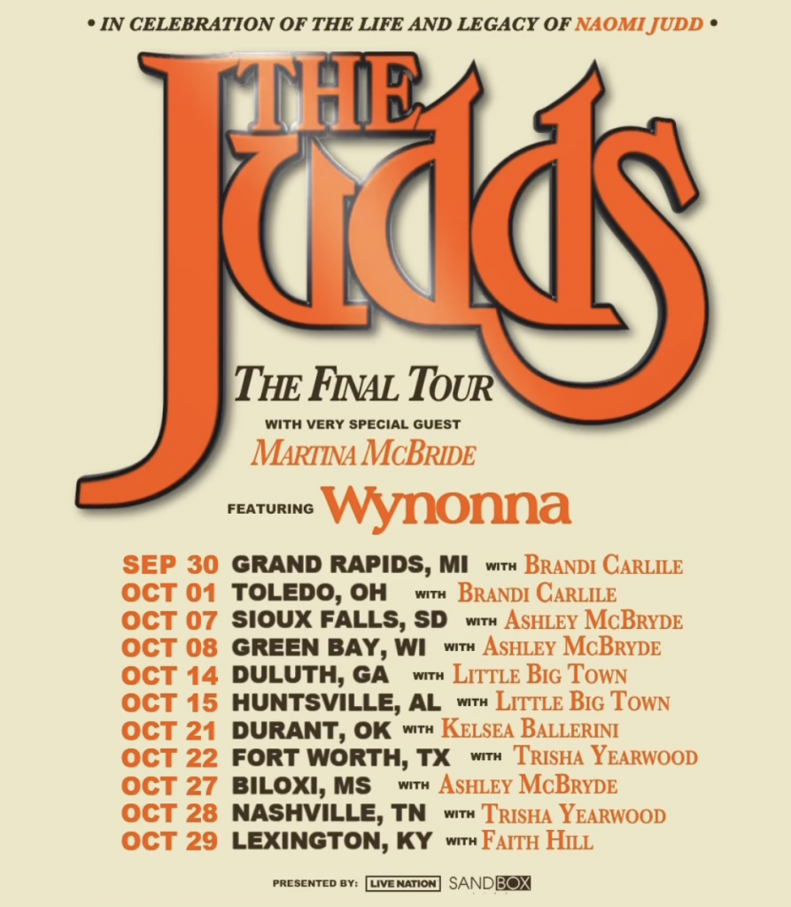 The Judds:The Final Tour schedule