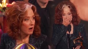 Bonnie Raitt’s Jaw Drops After Winning Grammy Award For Song Of The Year