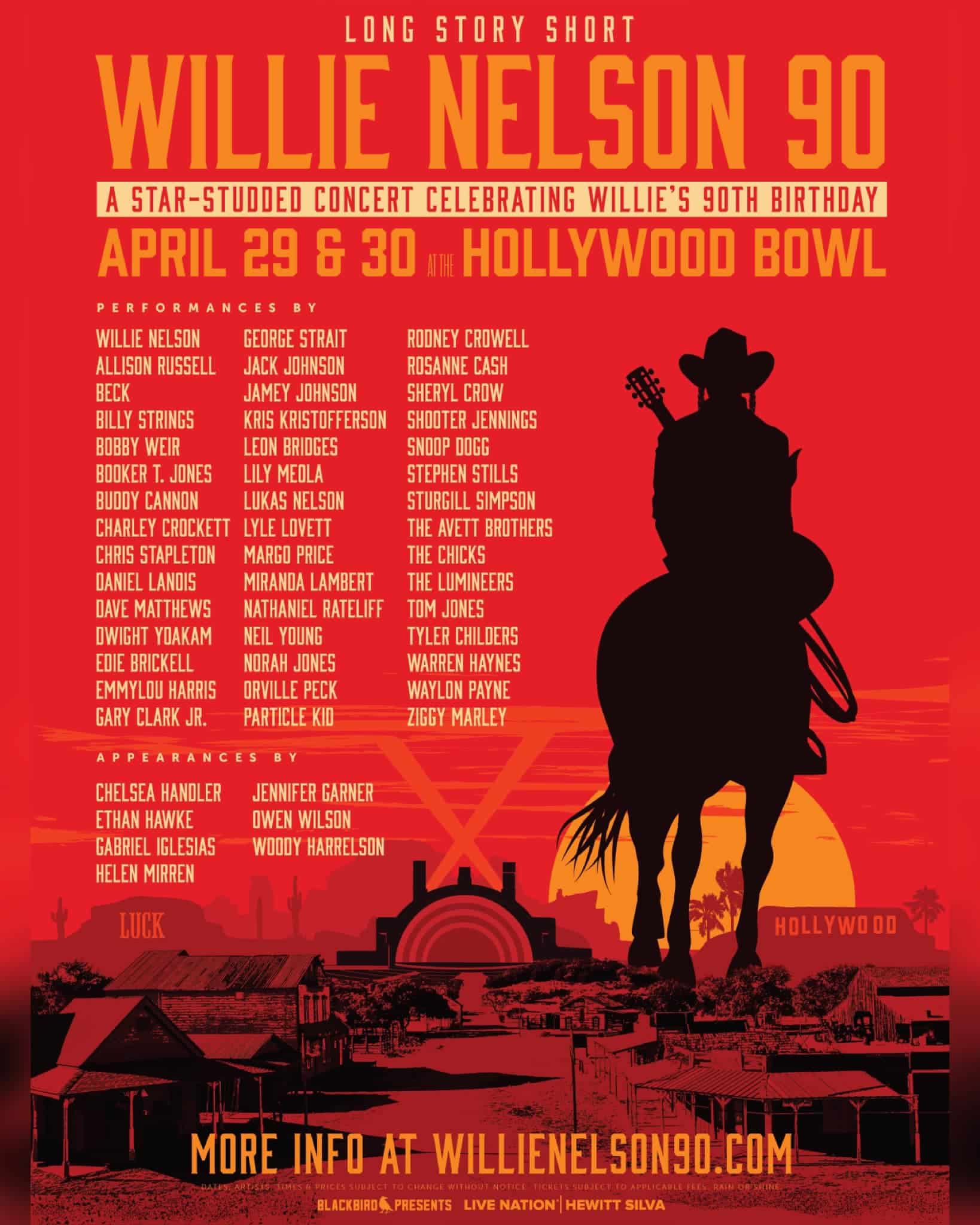 Poster for the Willie Nelson 90th birthday concert