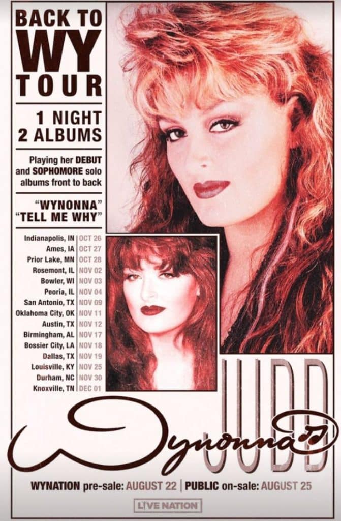 Tour poster for Wynonna's BACK TO WY Tour