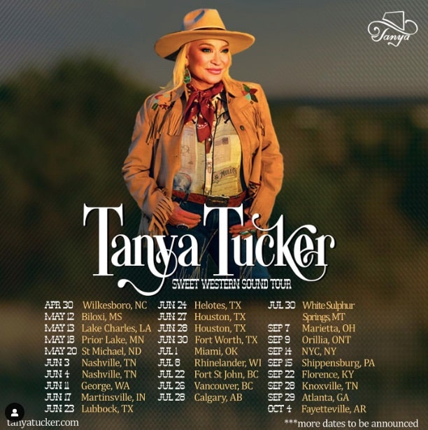 Tanya Tucker lists her tour dates for 2023