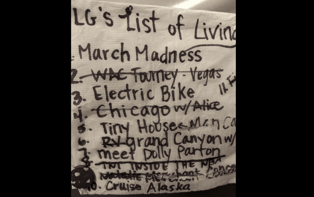 LeGrand Gold wrote a bucket list on a napkin and included things he wanted to accomplish before he died.
