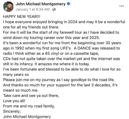 John Michael Montgomery shares retirement plans