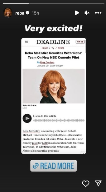 Reba McEntire is "very excited" for her new sitcom on NBC