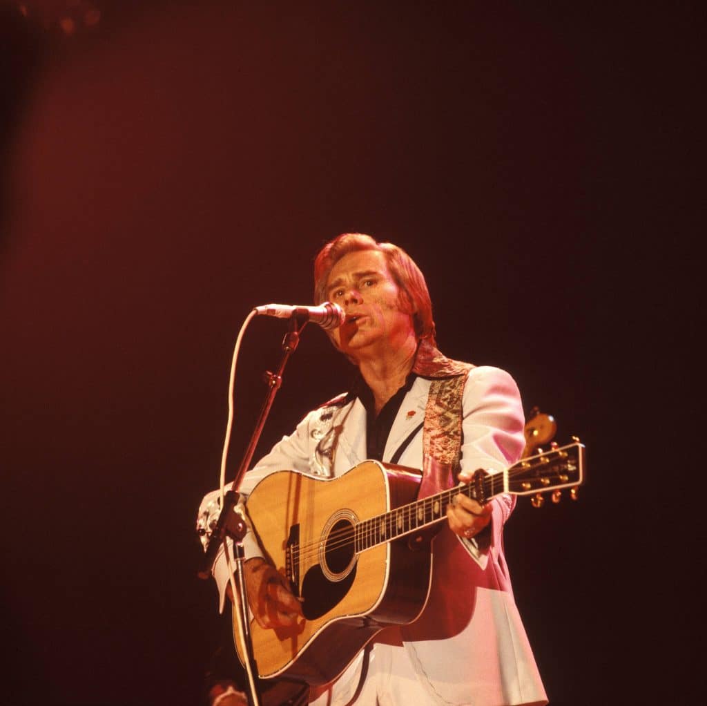 George Jones performs on stage at the Country Music Festival held at Wembley Arena