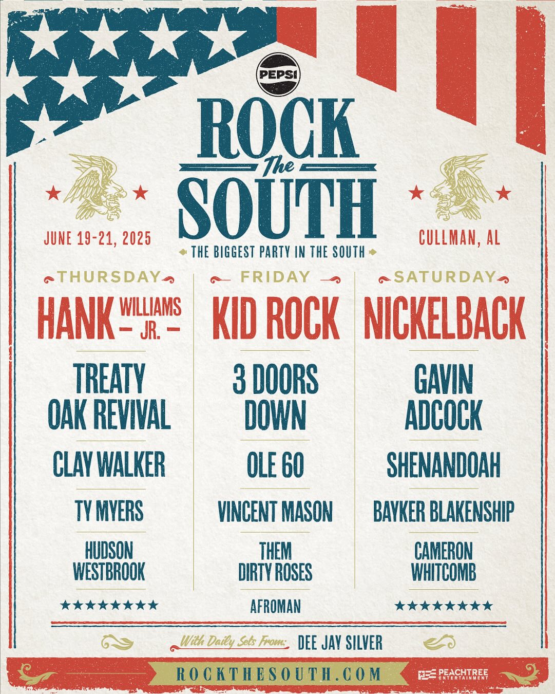 Lineup for 2025's Rock The South Festival
