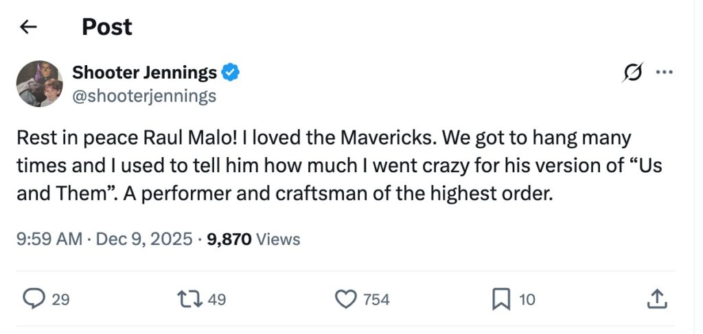 Shooter Jennings Honors Raul Malo